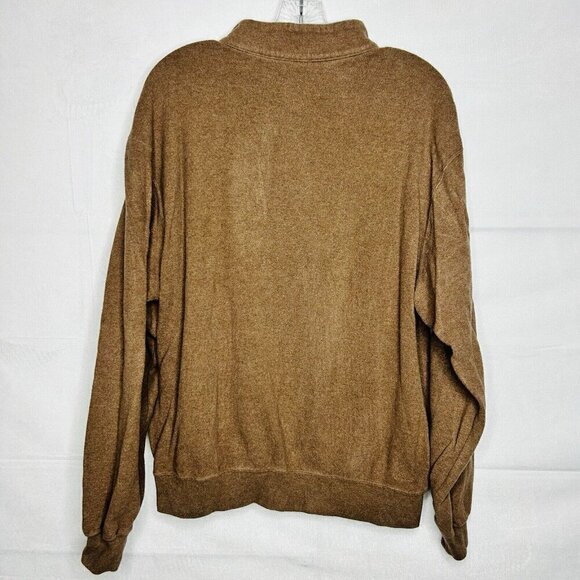 Peter Millar 1/4 Zip Pullover Brown Fleece Golf Sweater Size L 100% Cotton - Picture 4 of 5